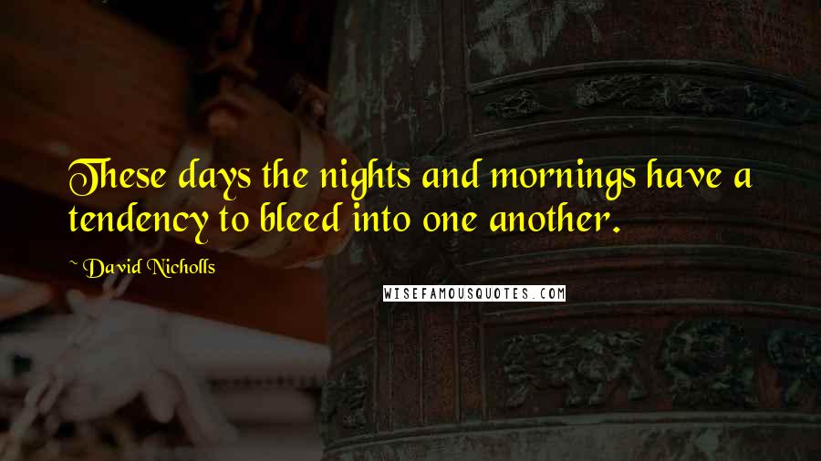 David Nicholls Quotes: These days the nights and mornings have a tendency to bleed into one another.