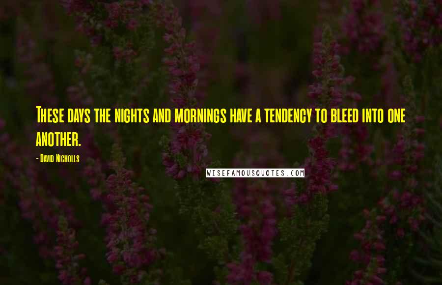 David Nicholls Quotes: These days the nights and mornings have a tendency to bleed into one another.