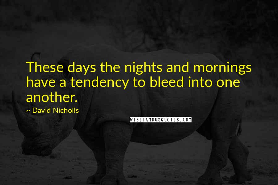 David Nicholls Quotes: These days the nights and mornings have a tendency to bleed into one another.