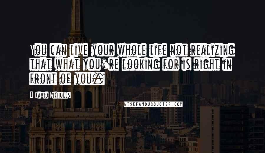 David Nicholls Quotes: You can live your whole life not realizing that what you're looking for is right in front of you.