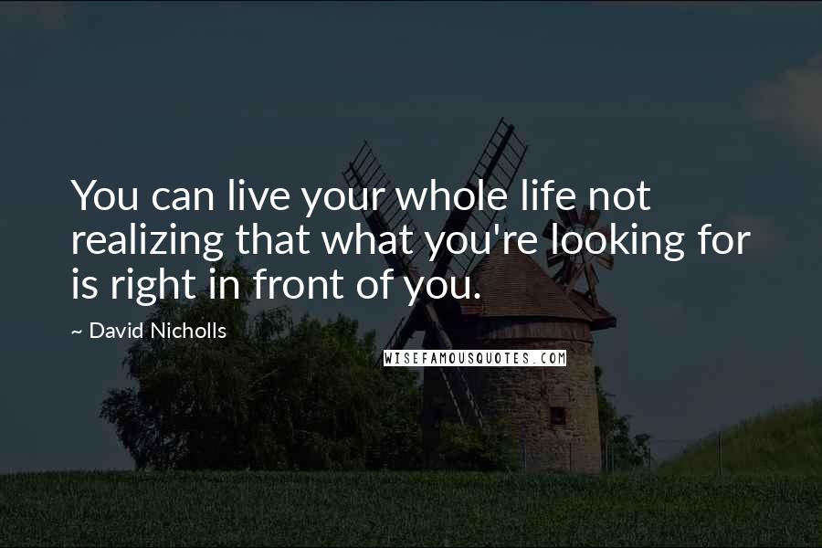 David Nicholls Quotes: You can live your whole life not realizing that what you're looking for is right in front of you.