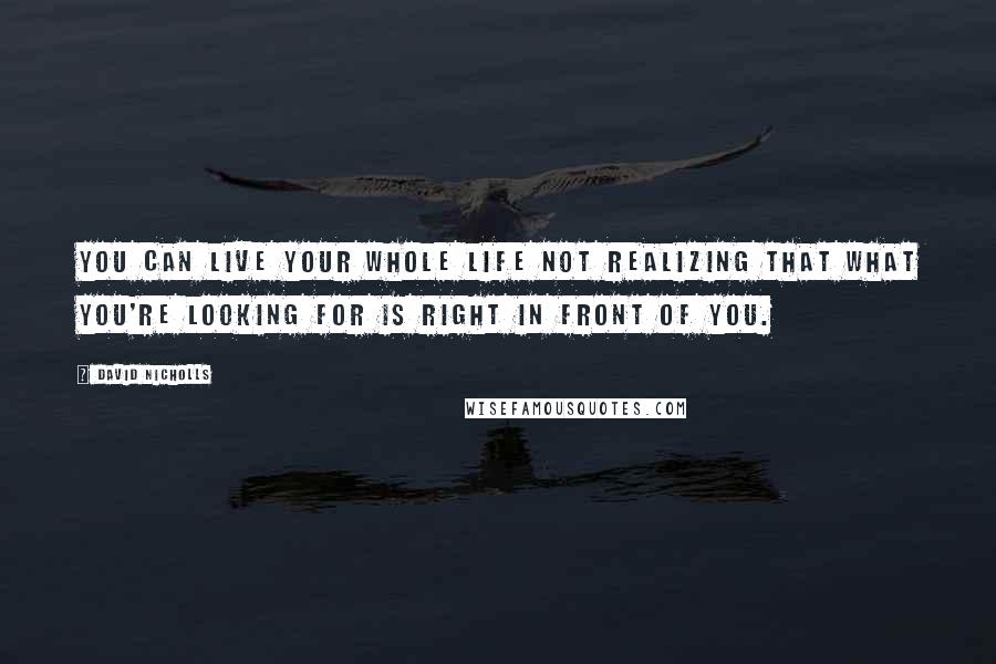 David Nicholls Quotes: You can live your whole life not realizing that what you're looking for is right in front of you.