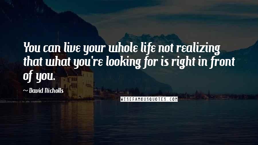 David Nicholls Quotes: You can live your whole life not realizing that what you're looking for is right in front of you.