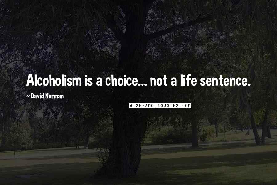 David Norman Quotes: Alcoholism is a choice... not a life sentence.