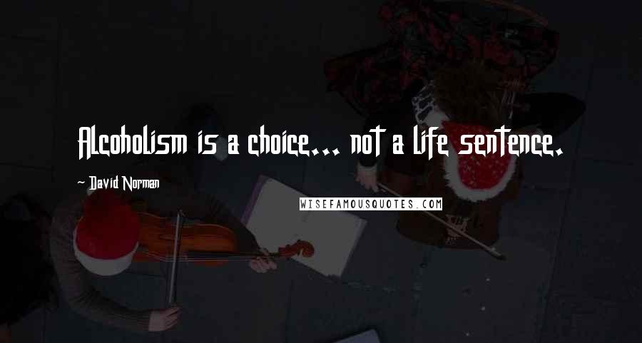 David Norman Quotes: Alcoholism is a choice... not a life sentence.