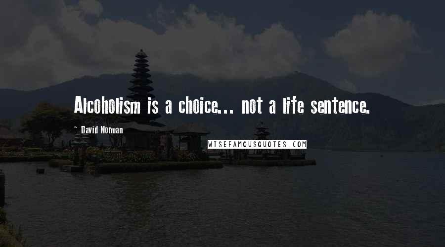 David Norman Quotes: Alcoholism is a choice... not a life sentence.