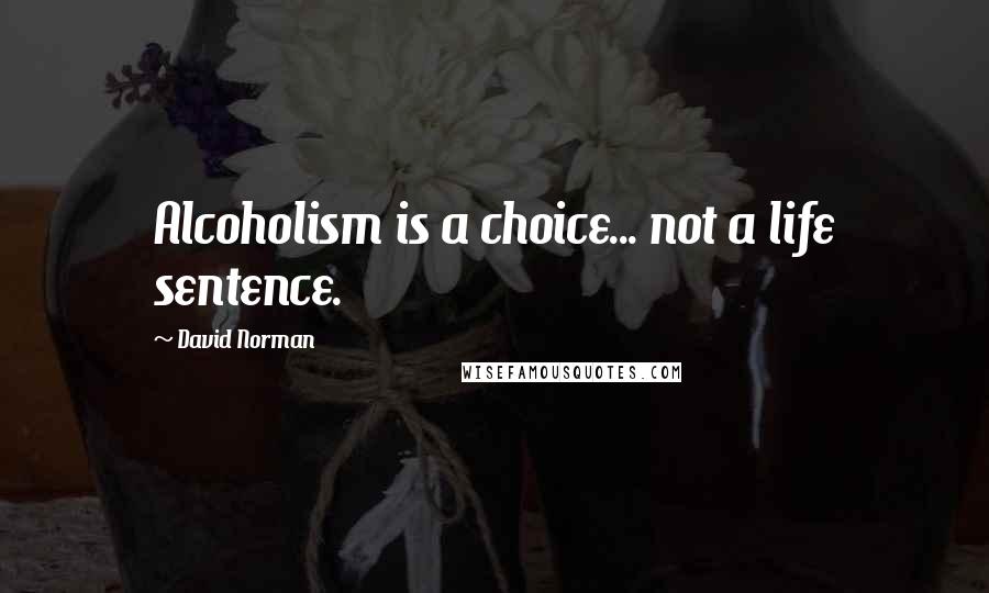 David Norman Quotes: Alcoholism is a choice... not a life sentence.