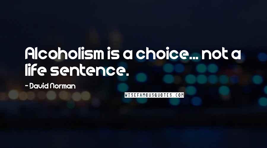 David Norman Quotes: Alcoholism is a choice... not a life sentence.