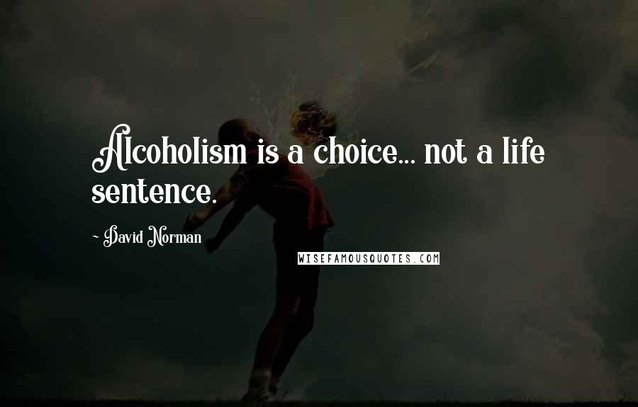 David Norman Quotes: Alcoholism is a choice... not a life sentence.