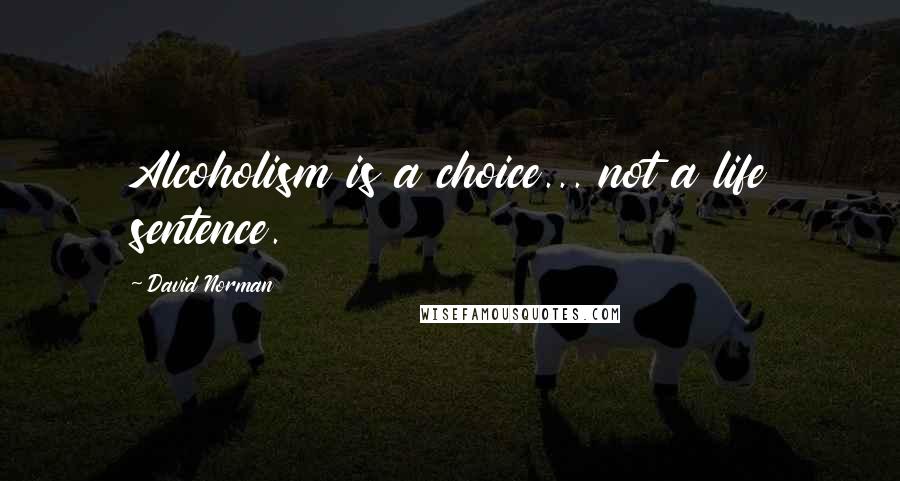 David Norman Quotes: Alcoholism is a choice... not a life sentence.