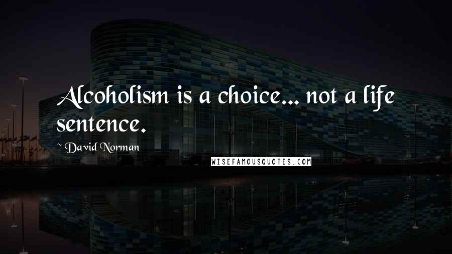 David Norman Quotes: Alcoholism is a choice... not a life sentence.