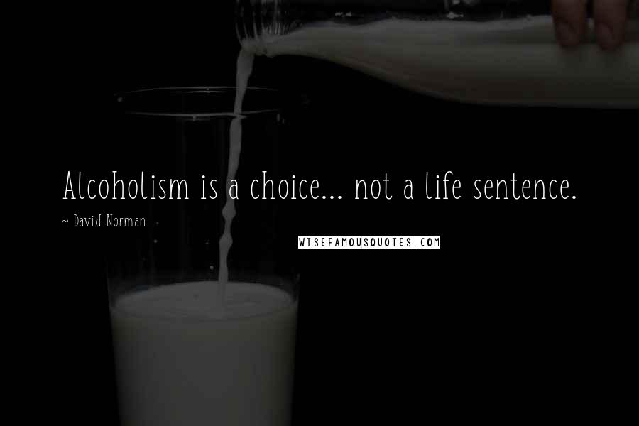 David Norman Quotes: Alcoholism is a choice... not a life sentence.