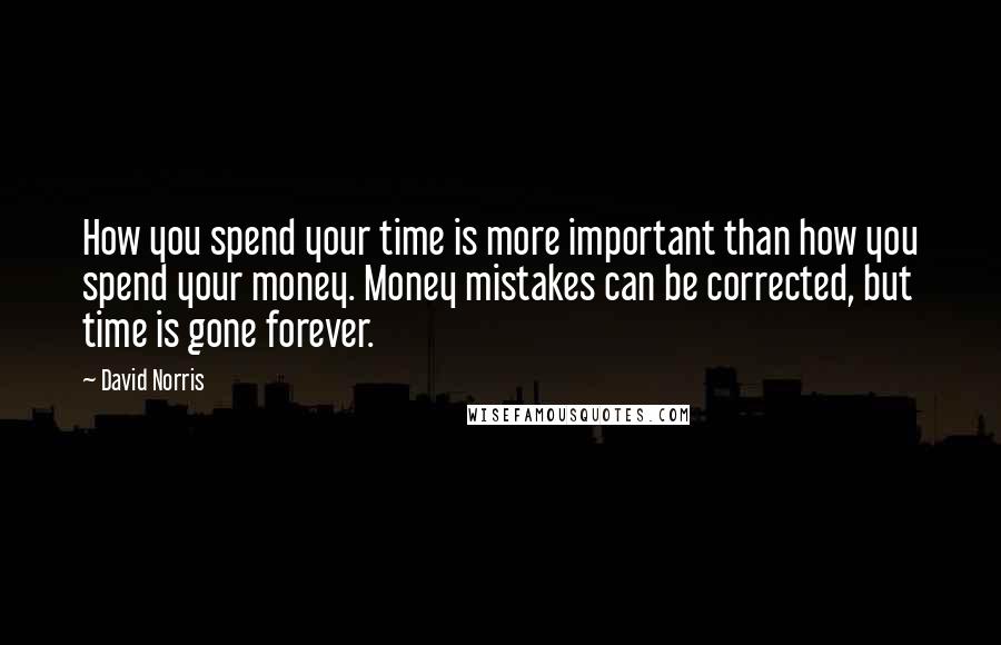 David Norris Quotes: How you spend your time is more important than how you spend your money. Money mistakes can be corrected, but time is gone forever.