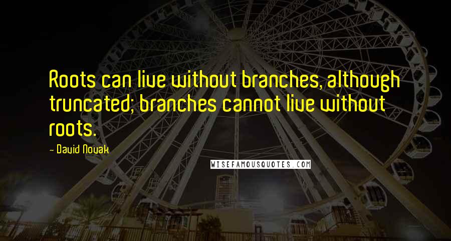 David Novak Quotes: Roots can live without branches, although truncated; branches cannot live without roots.