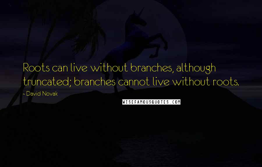 David Novak Quotes: Roots can live without branches, although truncated; branches cannot live without roots.
