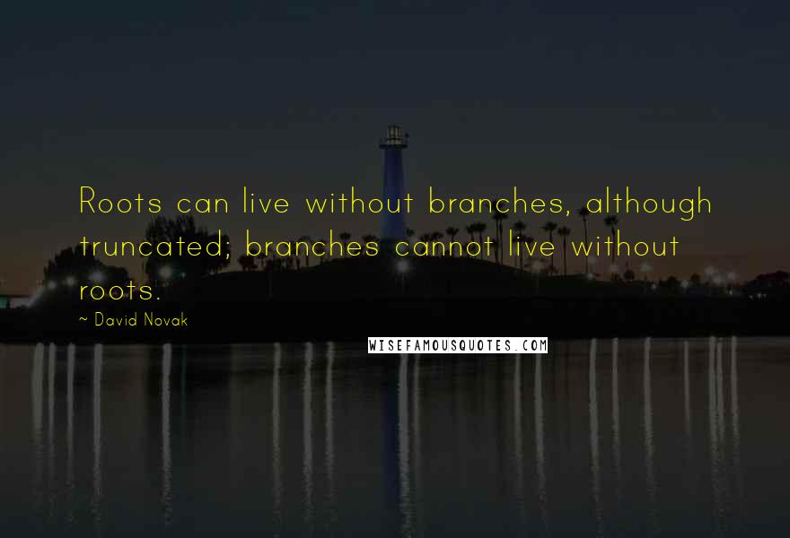 David Novak Quotes: Roots can live without branches, although truncated; branches cannot live without roots.
