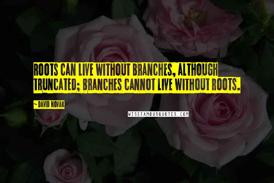 David Novak Quotes: Roots can live without branches, although truncated; branches cannot live without roots.