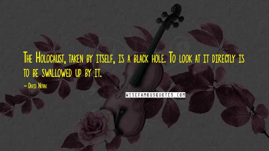 David Novak Quotes: The Holocaust, taken by itself, is a black hole. To look at it directly is to be swallowed up by it.