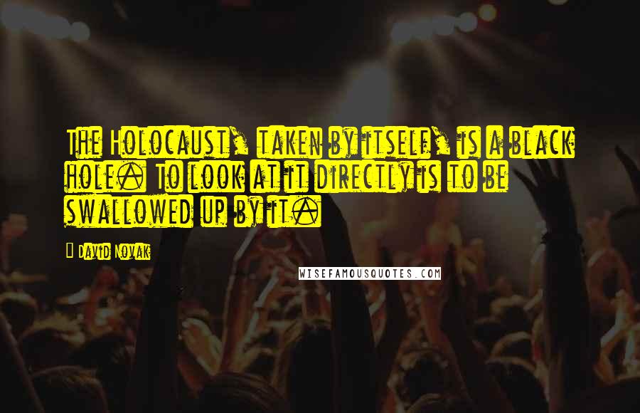 David Novak Quotes: The Holocaust, taken by itself, is a black hole. To look at it directly is to be swallowed up by it.