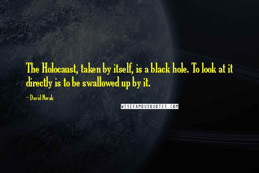 David Novak Quotes: The Holocaust, taken by itself, is a black hole. To look at it directly is to be swallowed up by it.