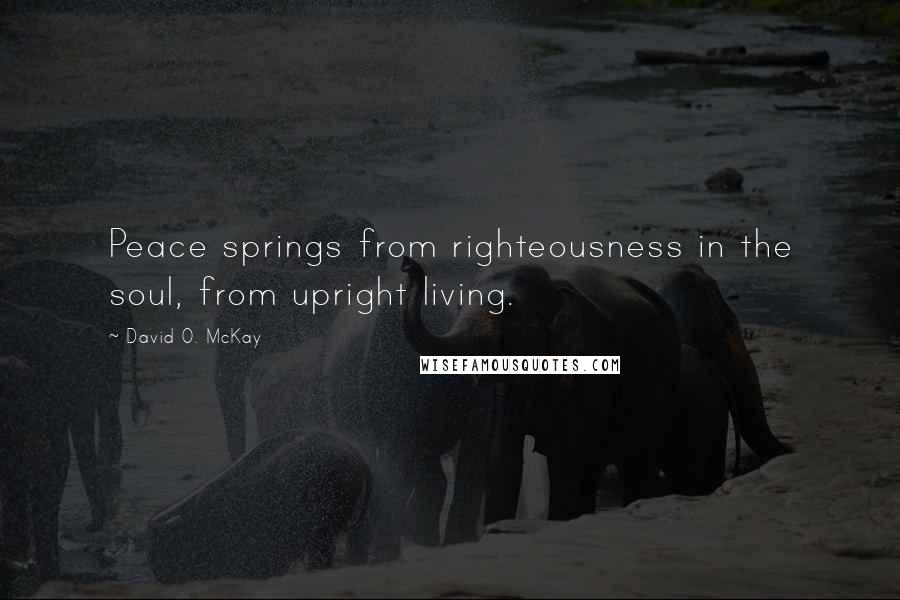 David O. McKay Quotes: Peace springs from righteousness in the soul, from upright living.