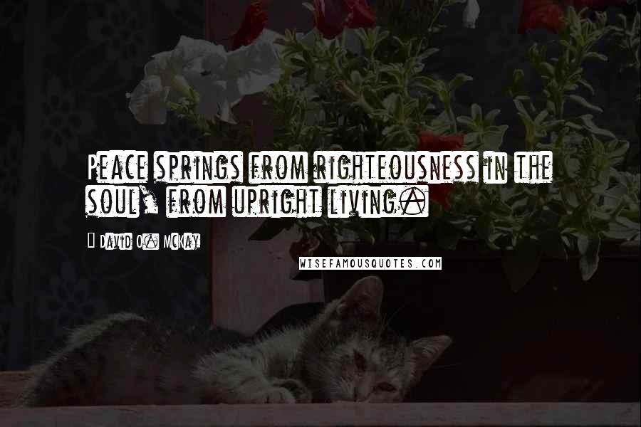 David O. McKay Quotes: Peace springs from righteousness in the soul, from upright living.