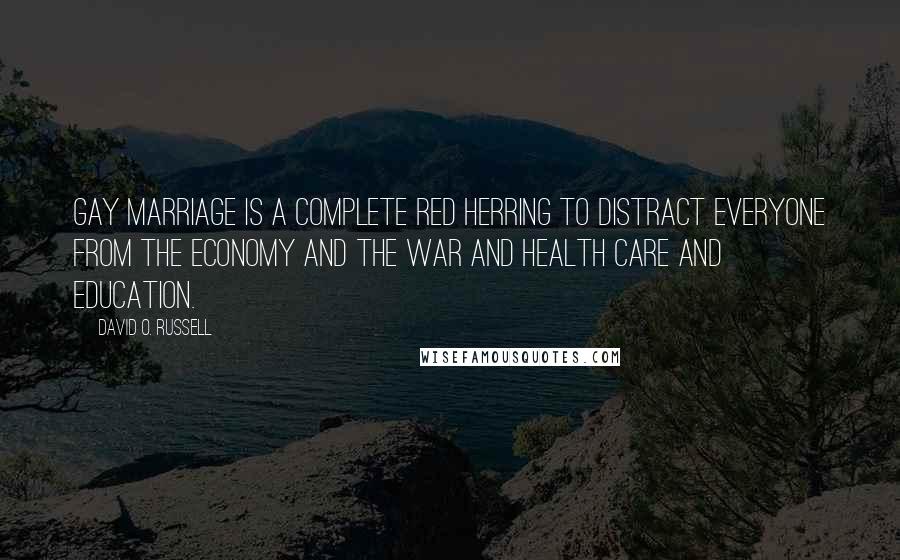 David O. Russell Quotes: Gay marriage is a complete red herring to distract everyone from the economy and the war and health care and education.