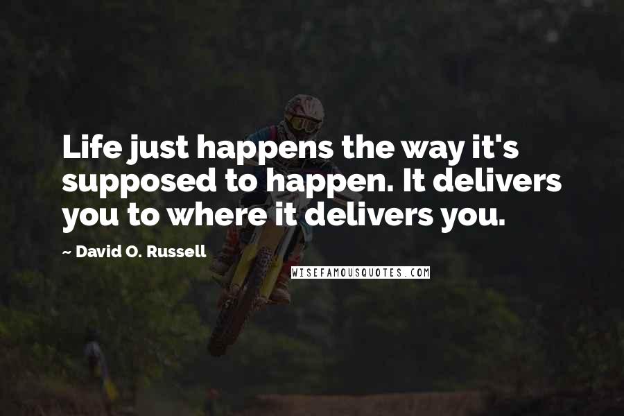 David O. Russell Quotes: Life just happens the way it's supposed to happen. It delivers you to where it delivers you.