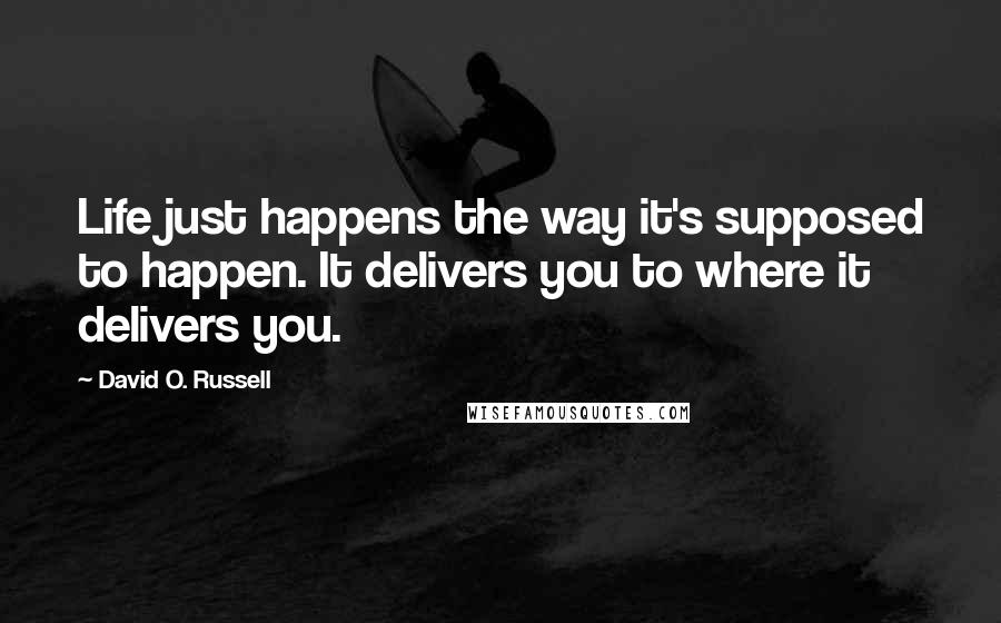 David O. Russell Quotes: Life just happens the way it's supposed to happen. It delivers you to where it delivers you.