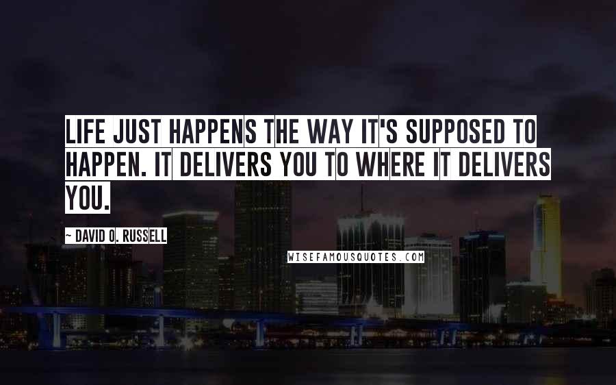 David O. Russell Quotes: Life just happens the way it's supposed to happen. It delivers you to where it delivers you.