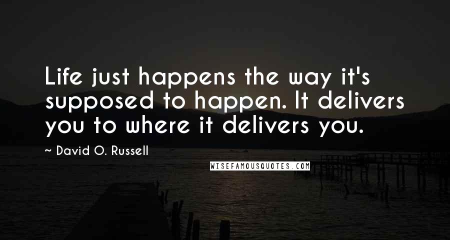 David O. Russell Quotes: Life just happens the way it's supposed to happen. It delivers you to where it delivers you.