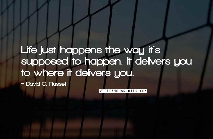 David O. Russell Quotes: Life just happens the way it's supposed to happen. It delivers you to where it delivers you.