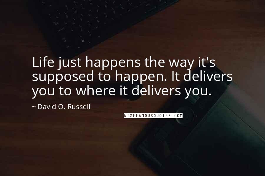 David O. Russell Quotes: Life just happens the way it's supposed to happen. It delivers you to where it delivers you.