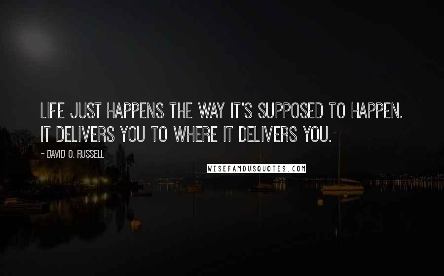 David O. Russell Quotes: Life just happens the way it's supposed to happen. It delivers you to where it delivers you.