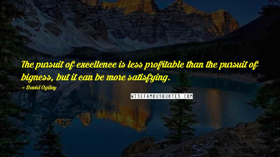 David Ogilvy Quotes: The pursuit of excellence is less profitable than the pursuit of bigness, but it can be more satisfying.