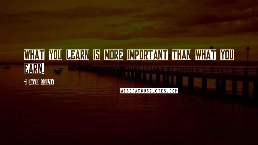 David Ogilvy Quotes: What you learn is more important than what you earn.