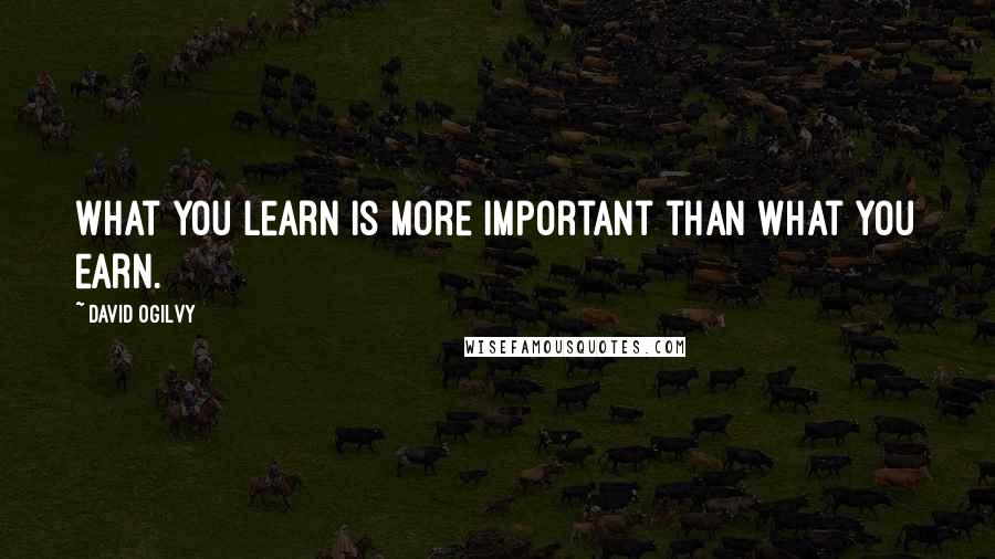 David Ogilvy Quotes: What you learn is more important than what you earn.