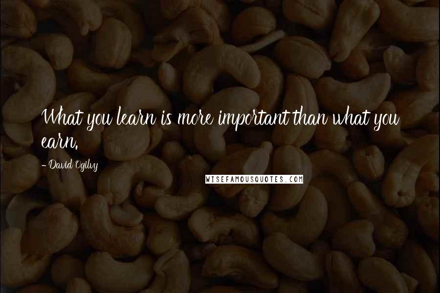 David Ogilvy Quotes: What you learn is more important than what you earn.