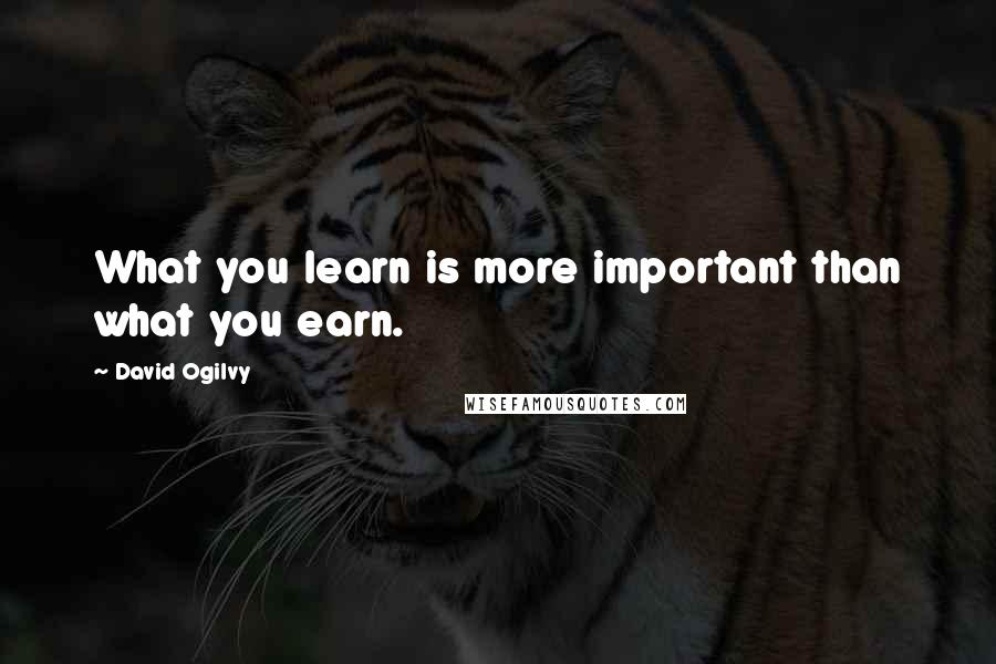 David Ogilvy Quotes: What you learn is more important than what you earn.