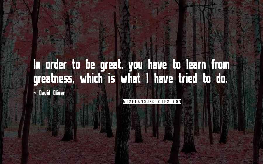 David Oliver Quotes: In order to be great, you have to learn from greatness, which is what I have tried to do.