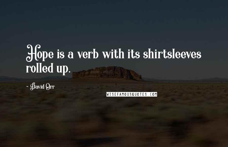 David Orr Quotes: Hope is a verb with its shirtsleeves rolled up.