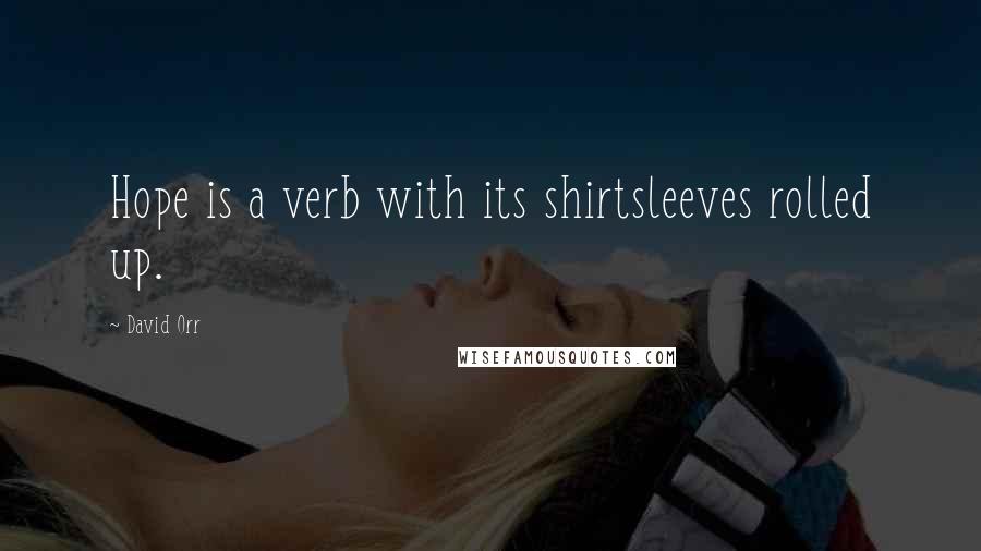David Orr Quotes: Hope is a verb with its shirtsleeves rolled up.