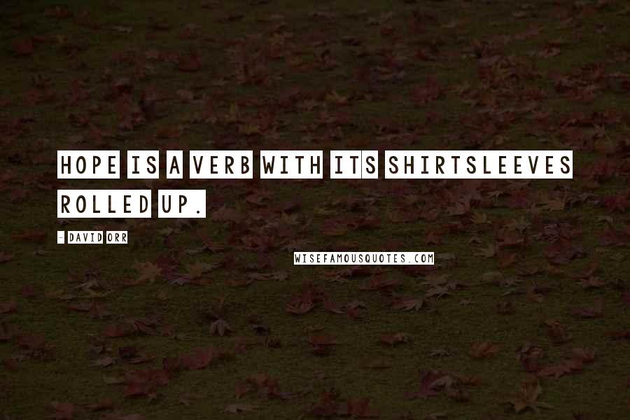 David Orr Quotes: Hope is a verb with its shirtsleeves rolled up.