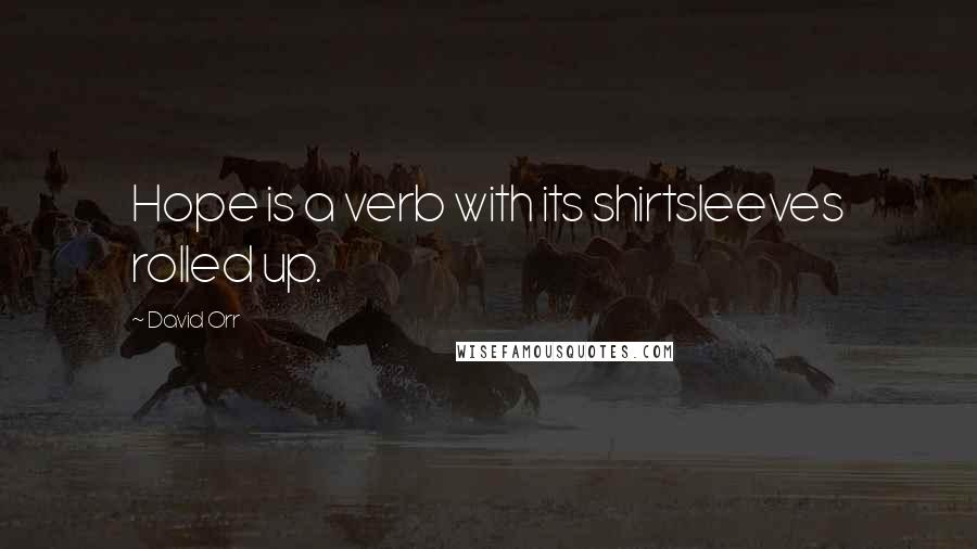 David Orr Quotes: Hope is a verb with its shirtsleeves rolled up.