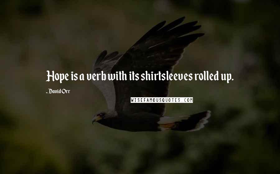David Orr Quotes: Hope is a verb with its shirtsleeves rolled up.