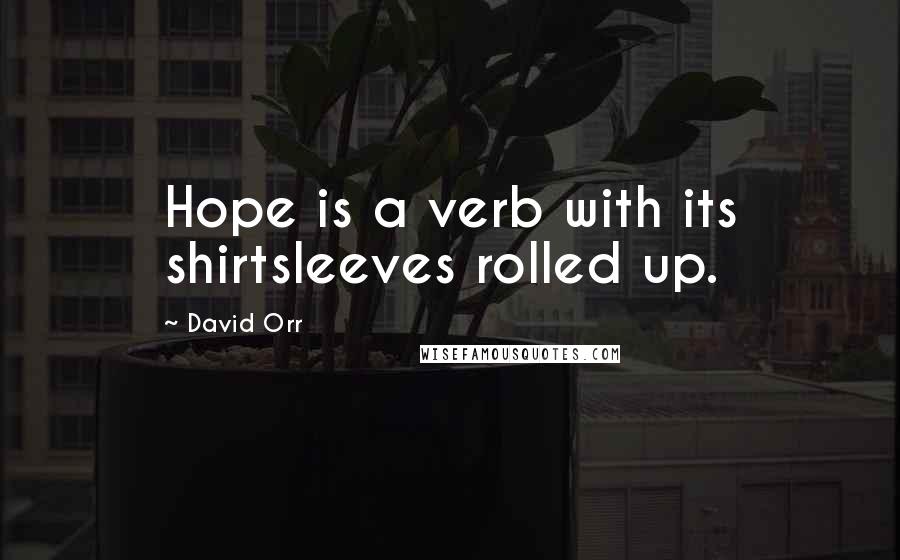 David Orr Quotes: Hope is a verb with its shirtsleeves rolled up.