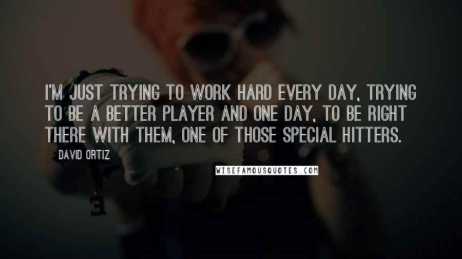David Ortiz Quotes: I'm just trying to work hard every day, trying to be a better player and one day, to be right there with them, one of those special hitters.