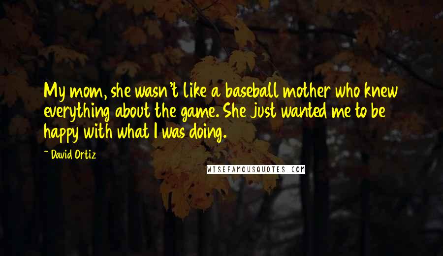 David Ortiz Quotes: My mom, she wasn't like a baseball mother who knew everything about the game. She just wanted me to be happy with what I was doing.