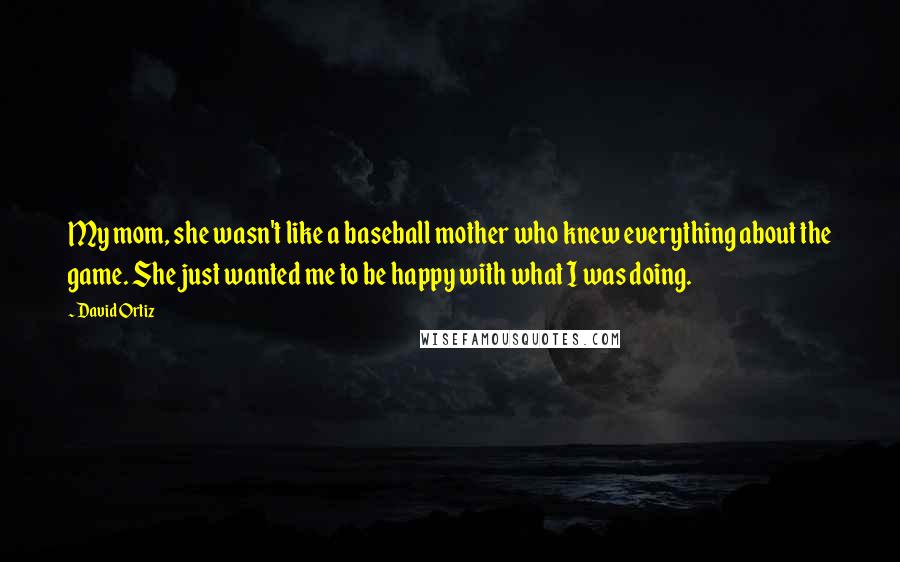 David Ortiz Quotes: My mom, she wasn't like a baseball mother who knew everything about the game. She just wanted me to be happy with what I was doing.