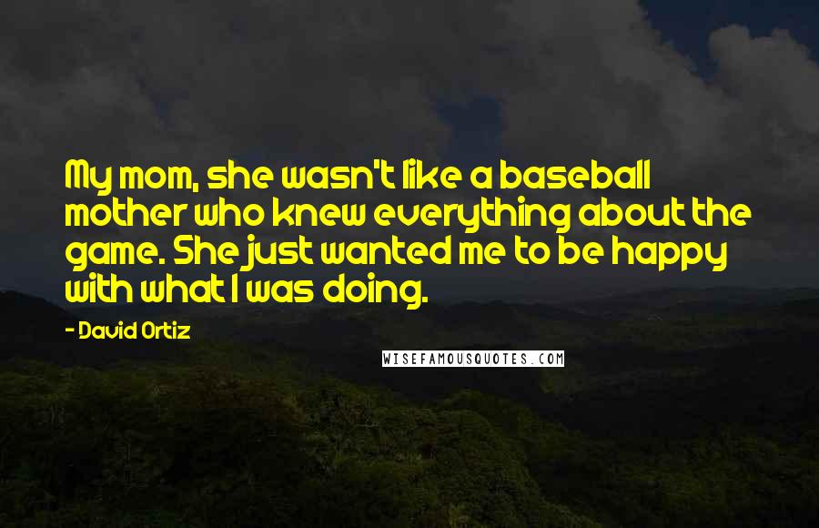 David Ortiz Quotes: My mom, she wasn't like a baseball mother who knew everything about the game. She just wanted me to be happy with what I was doing.